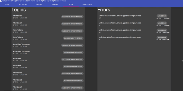 I generally keep this real-time error log visible somewhere around me during the whole show